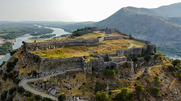 Rozafa Castle overlooking Shkoder and the rivers of northern Albania